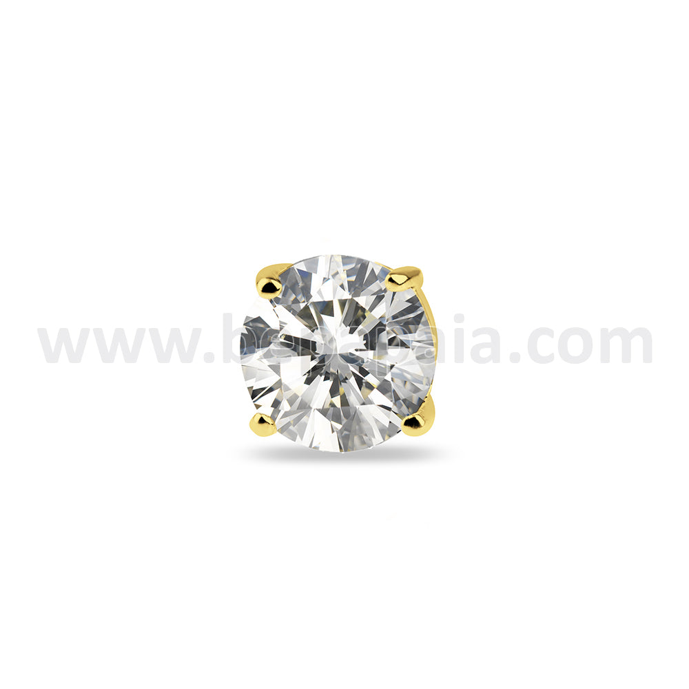 Gold steel stud with cubic zirconia casting