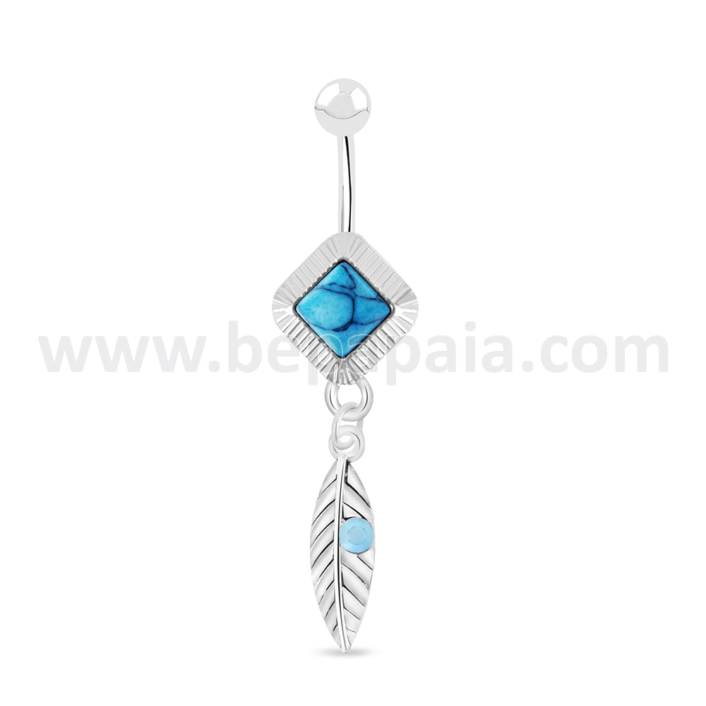 Surgical steel belly ring with ethnic designs