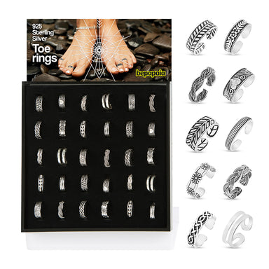 Anelli Da Piede Argento 925 - Set 3 Pezzi Regolabili E Ipoallergenici - Foto 1