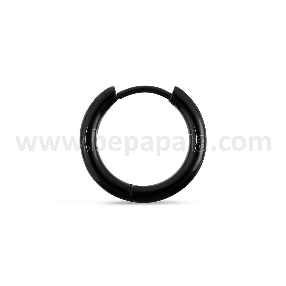 Steel & black steel hoop earring. 2.5 & 3 mm