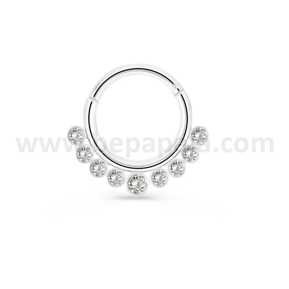 Surgical steel hinged septum with gems