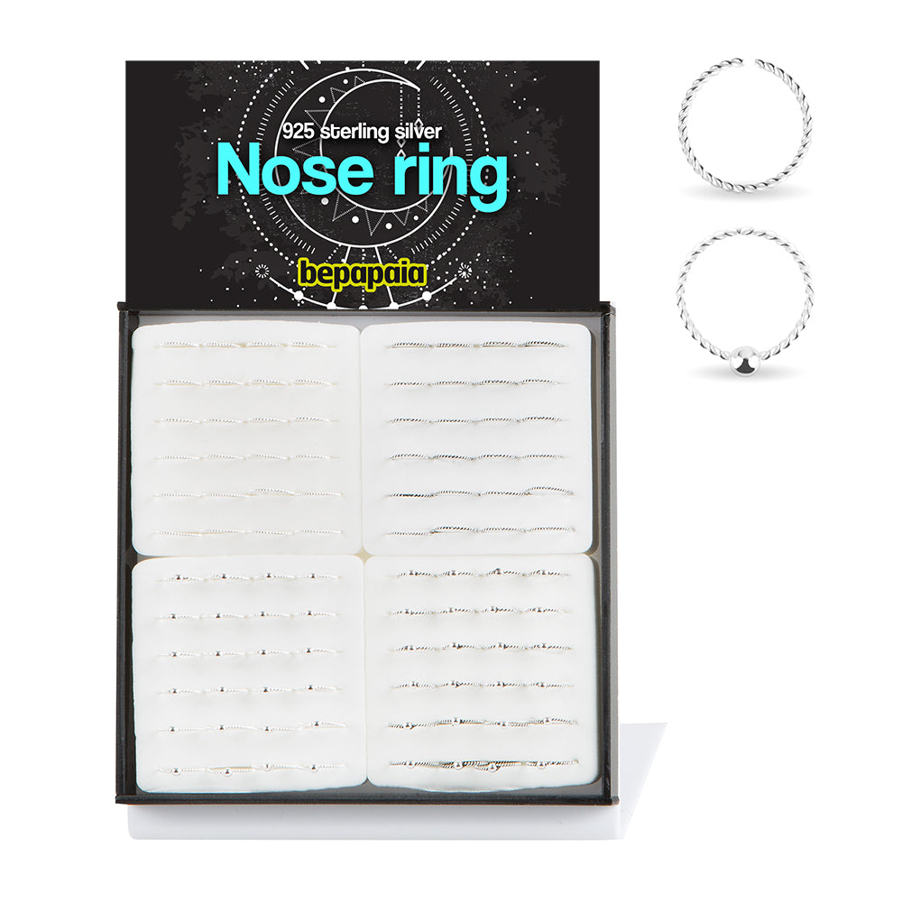 Piercing cerchio per il naso in argento intrecciato