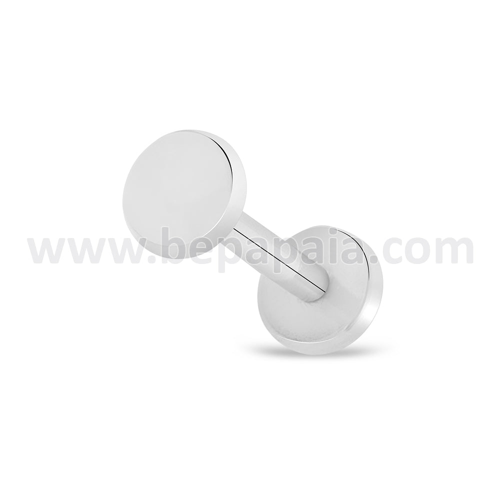 Surgical steel tragus internally threaded with circle. 1.2x6&8mm