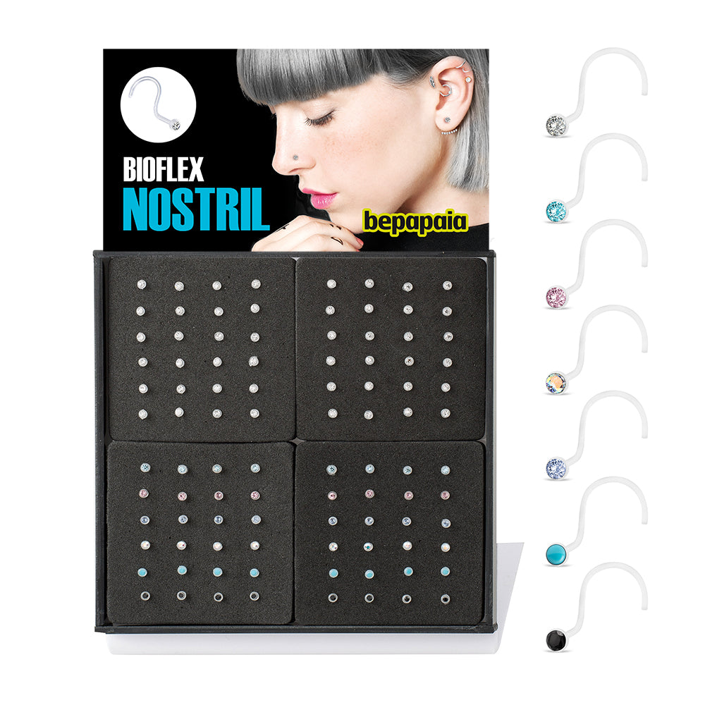 Bioflex nostril with cubic zirconia assorted colors