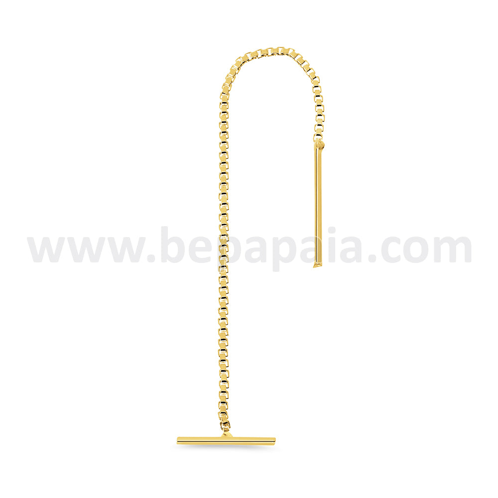 Gold plated silver earring with chain