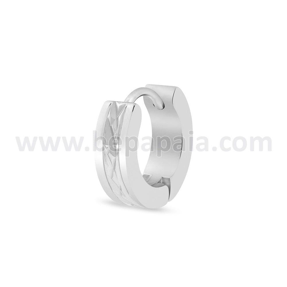 Stainless steel huggie hoop earring with engraving