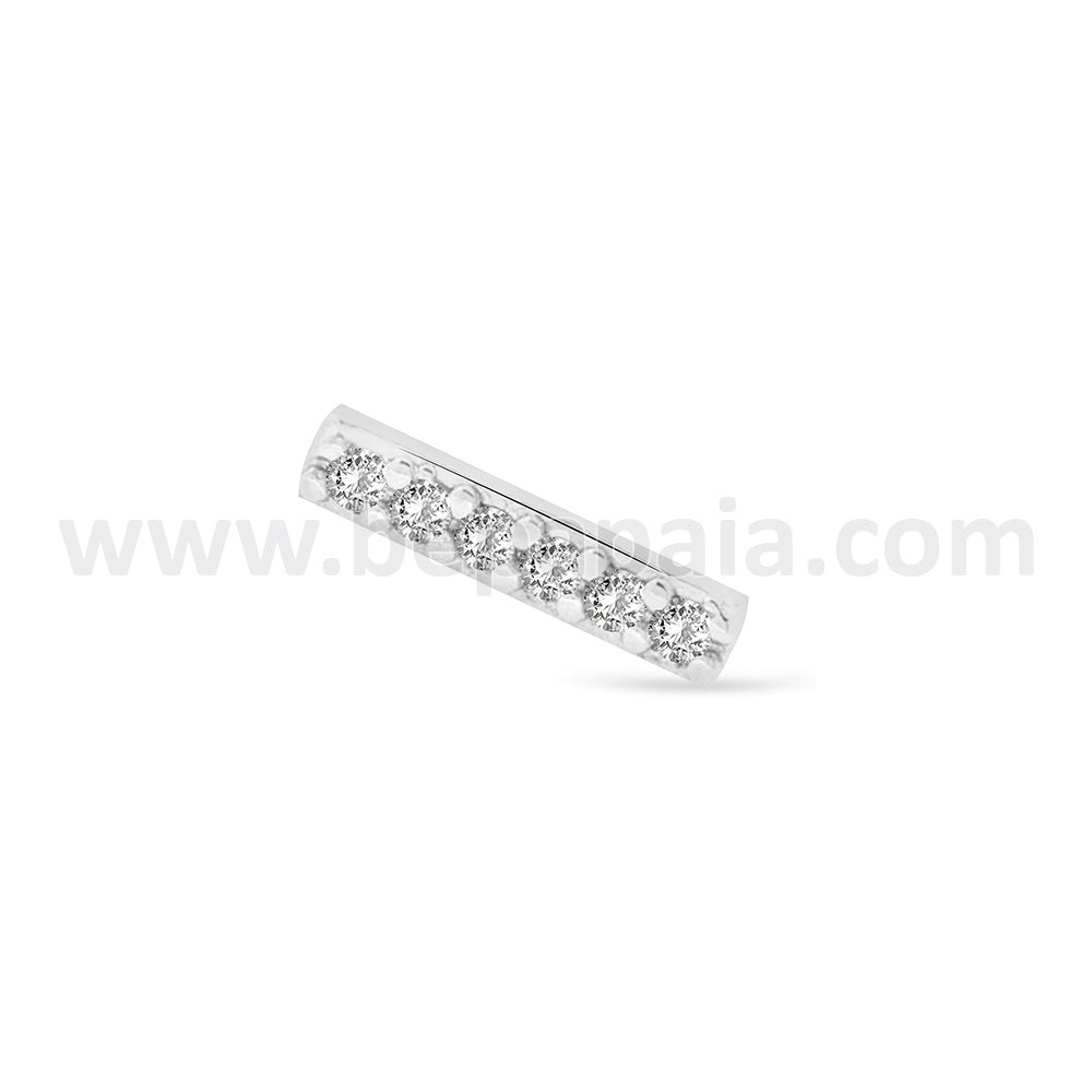 Surgical steel bar with geometric shapes and gems