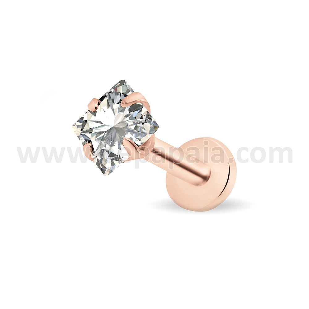 Surgical steel 4 colors tragus with white cubic zirconia