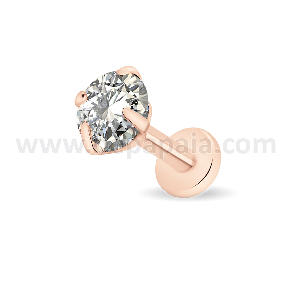 Surgical steel 4 colors tragus with white cubic zirconia