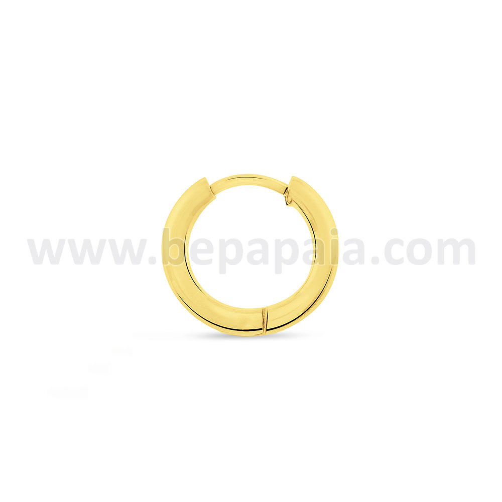 Gold steel hoop earring. 2&2.5 x 10-16mm