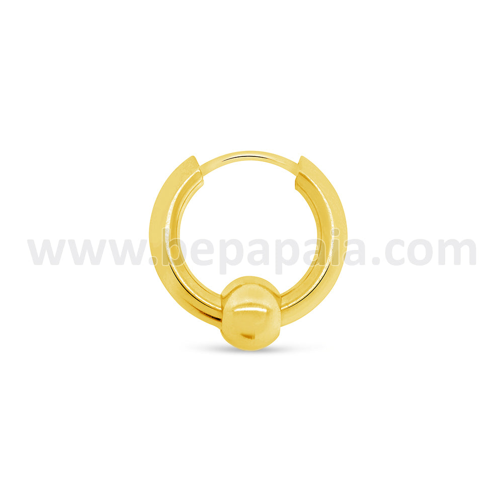 Steel hoop earring with ball. 2 x 10-16mm