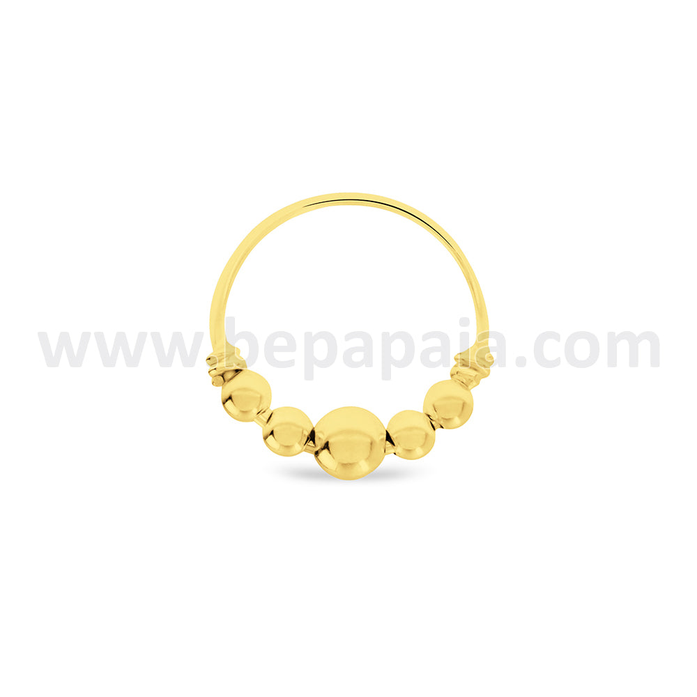 Gold plated silver nose ring with 3 and 5 balls