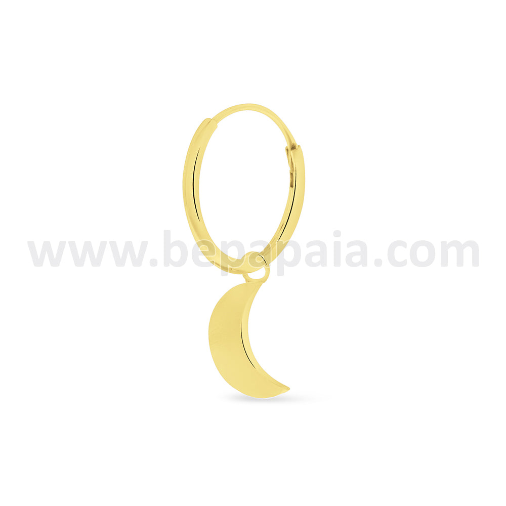 Gold plated silver hoop with moon, star, triangle, and bar