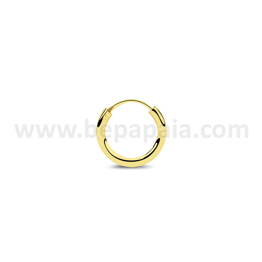 Gold plated silver hoop earring. 2x12mm - 30mm