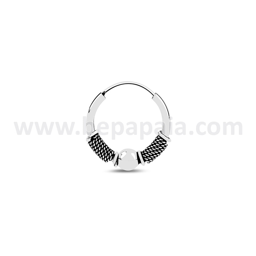 Sterling silver bali hoop earring. 1.5x10mm - 30mm