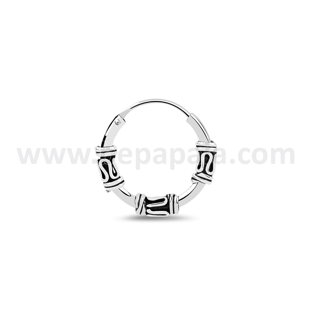 Sterling silver bali hoop earring. 1.5x10mm - 30mm