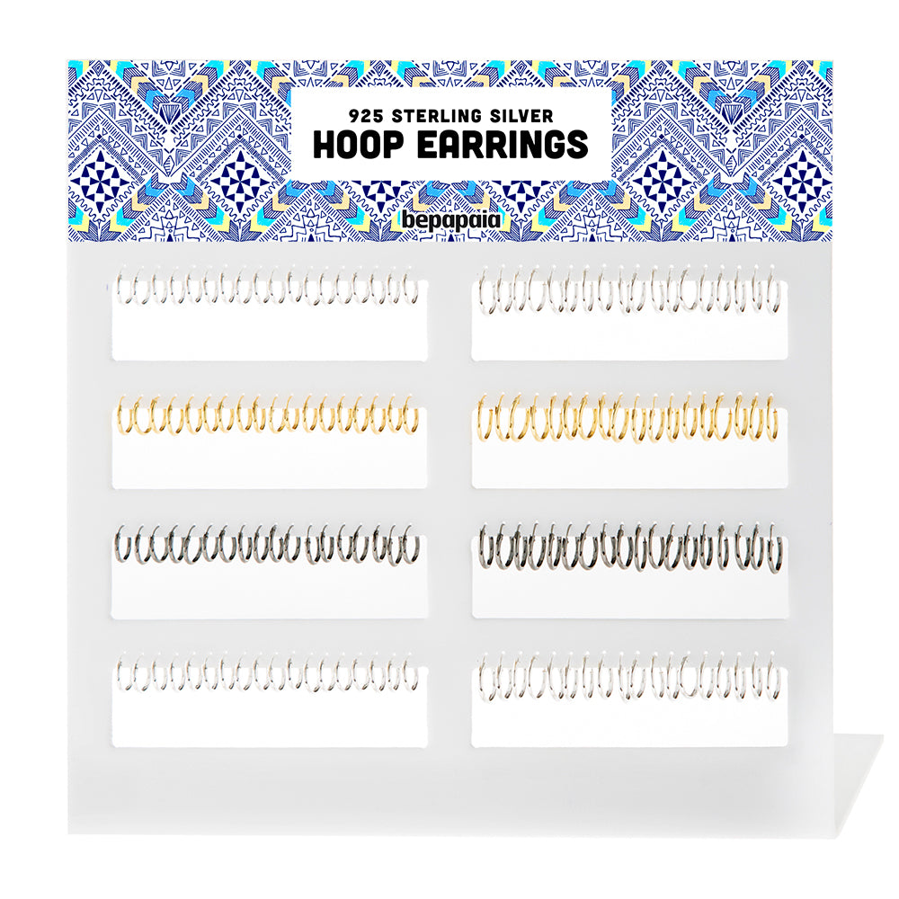 Sterling silver hoop earrings 3 colors. 1.2x10&12