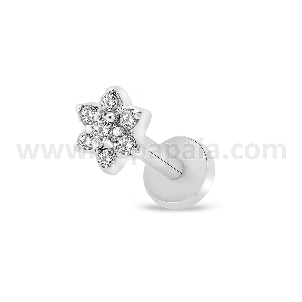 Surgical steel tragus ethnic design with gems