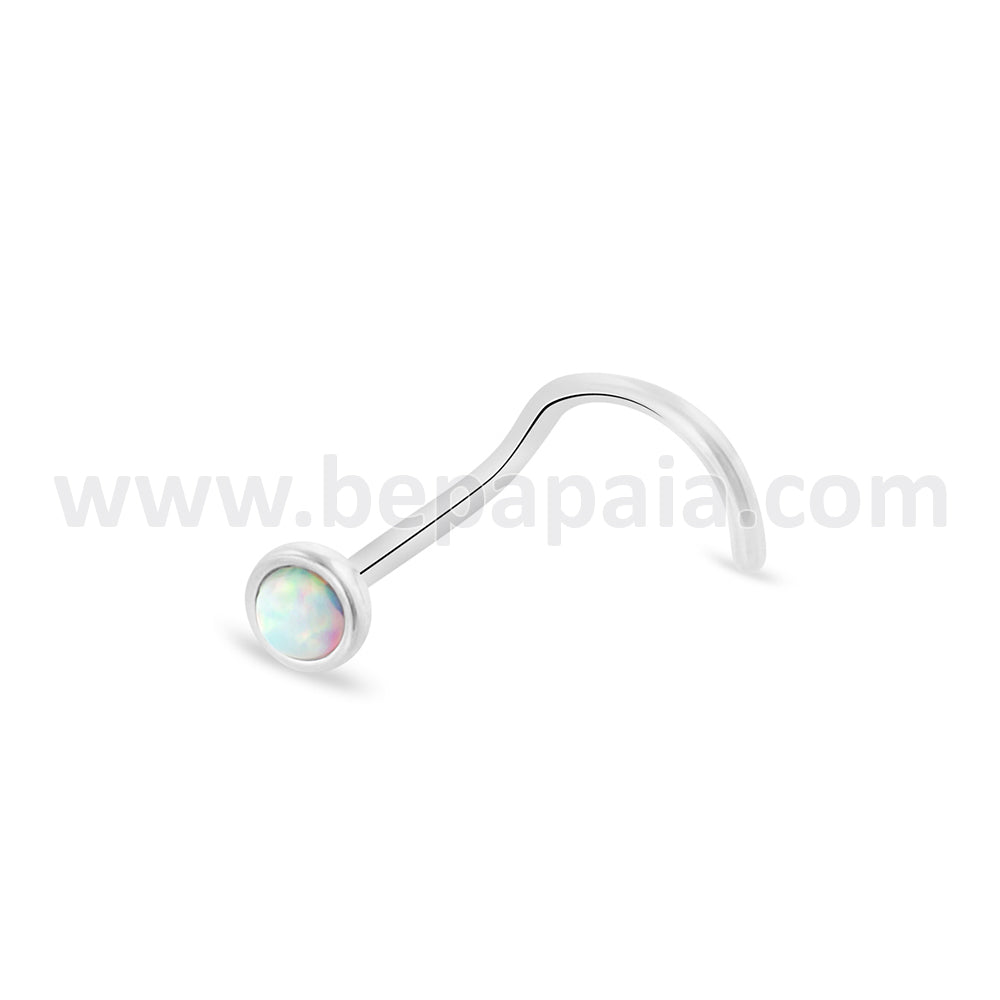 Surgical steel nostril and l shape with opal