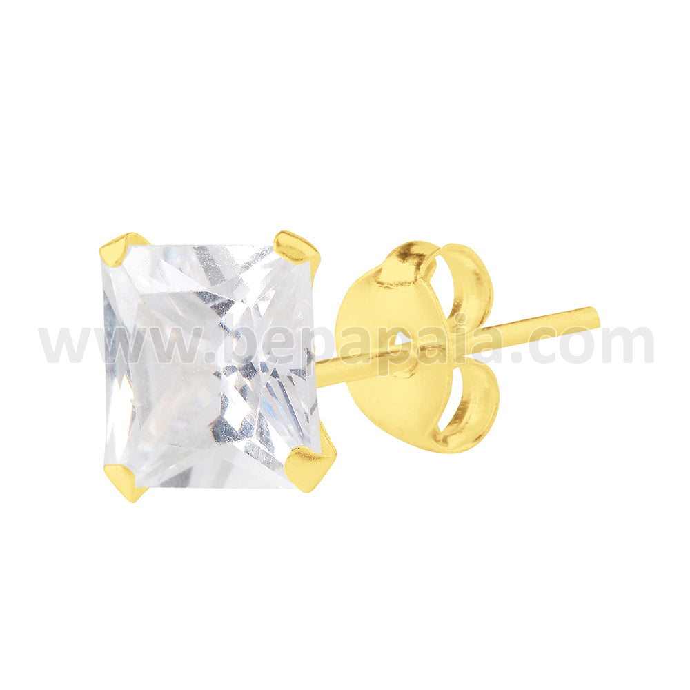 Gold plated silver mini ear stud with round & square cz