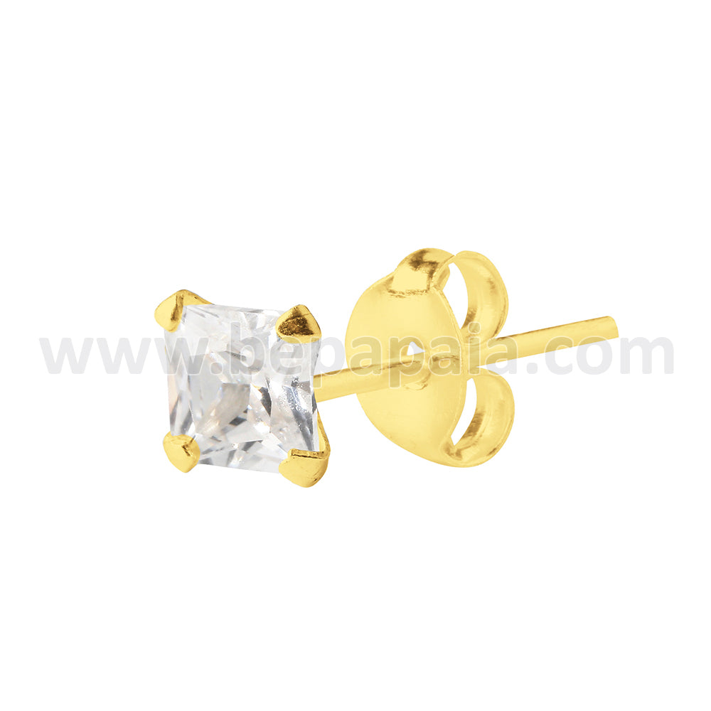 Mini pendentif en argent avec bain d'or avec zircone carrée et ronde