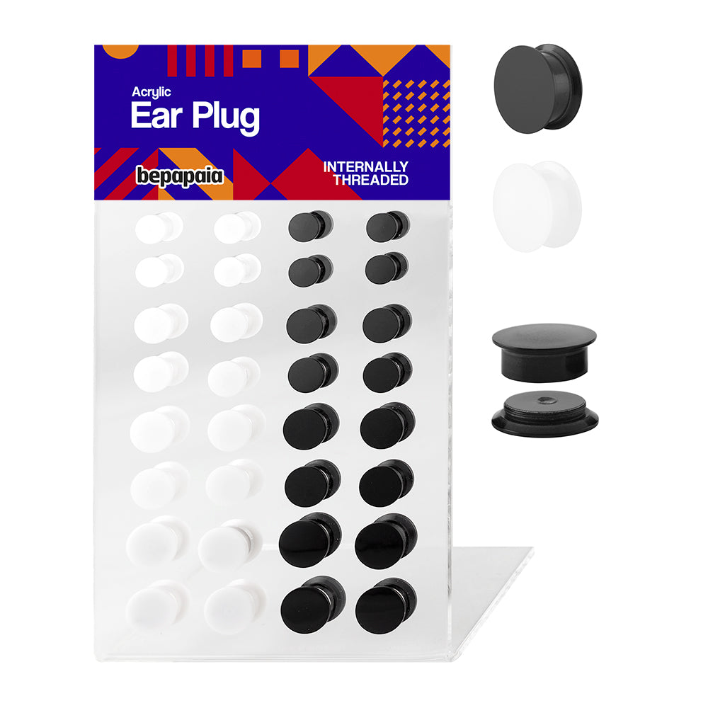 Acrylic plain ear plugs internally threaded