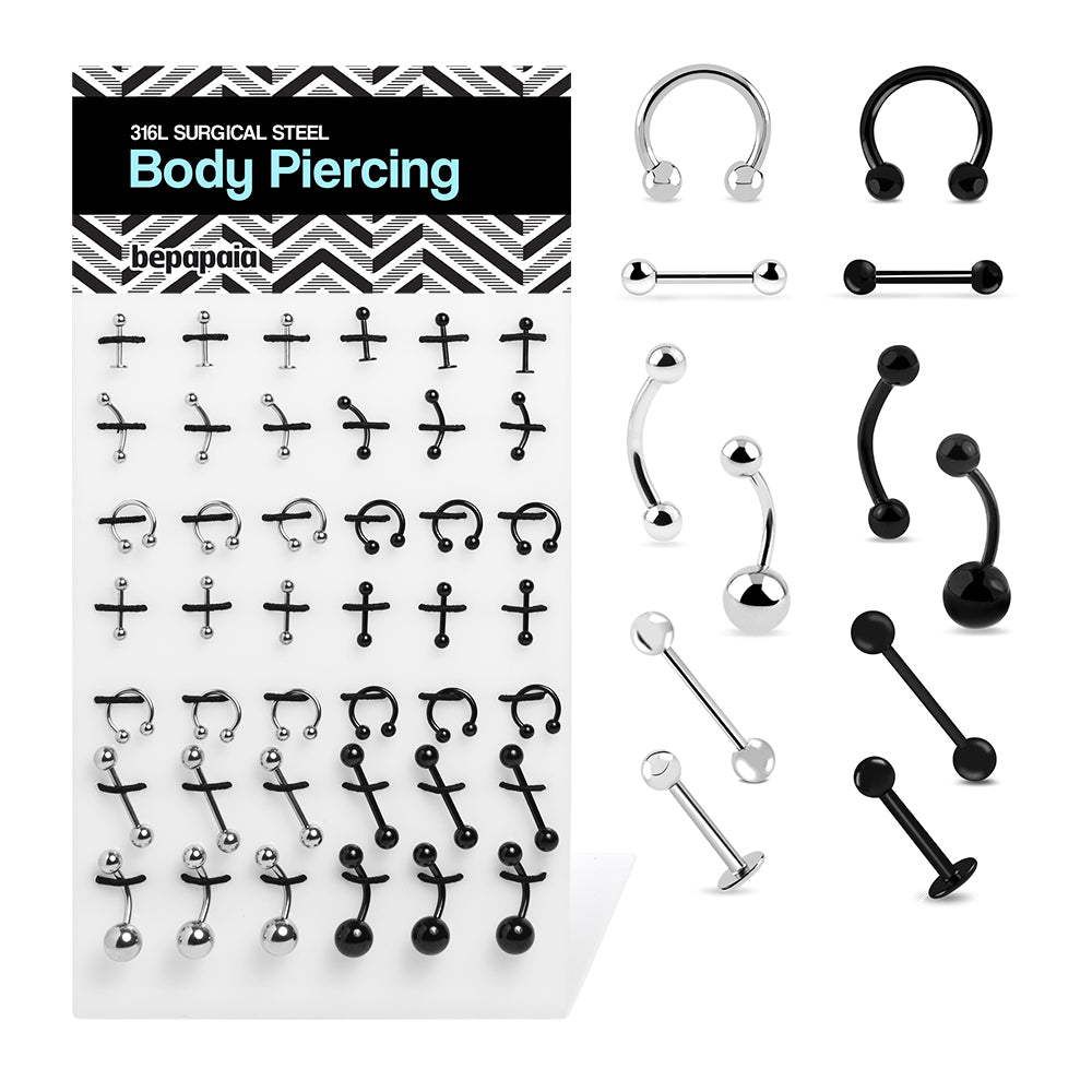 Steel and black steel basic line piercing mix designs