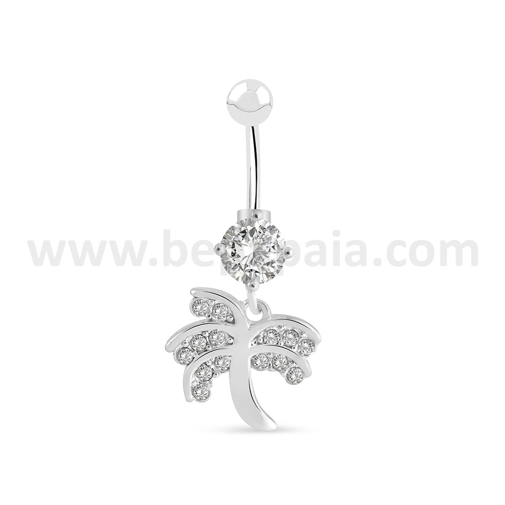 SURGICAL STEEL BELLY RING FANCY STYLE WITH VARIOUS CUBIC ZIRCONIAS