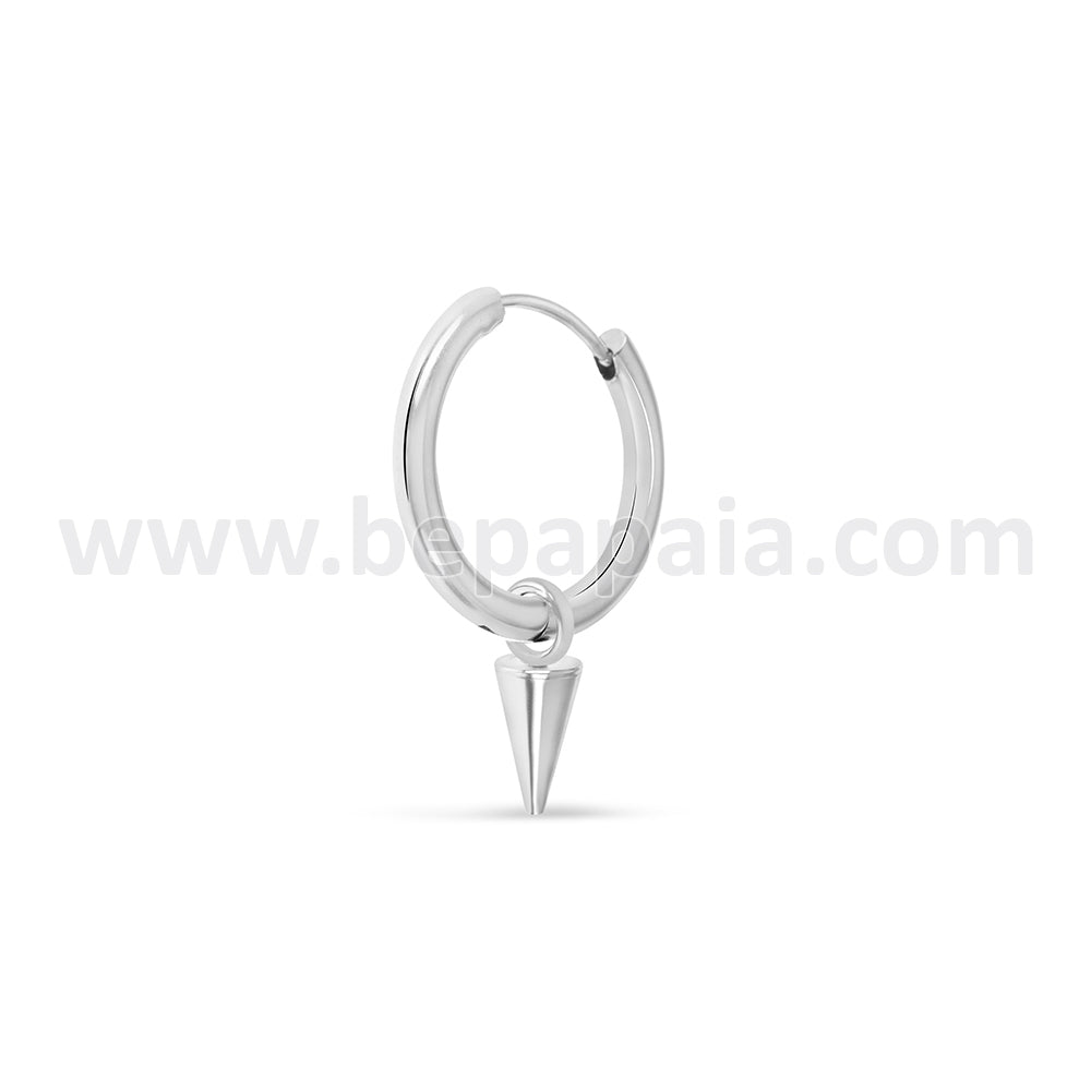 Steel hoop earrings with cone