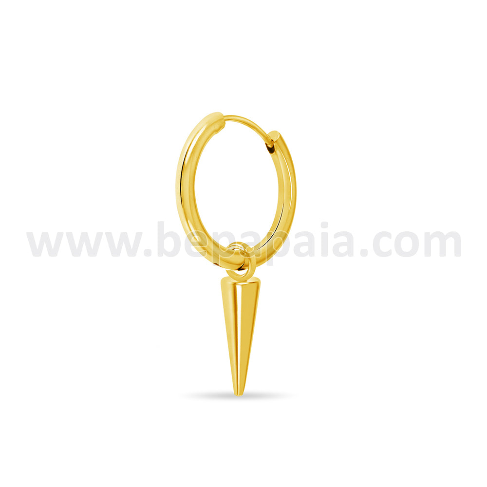 Gold steel hoop earrings with cone