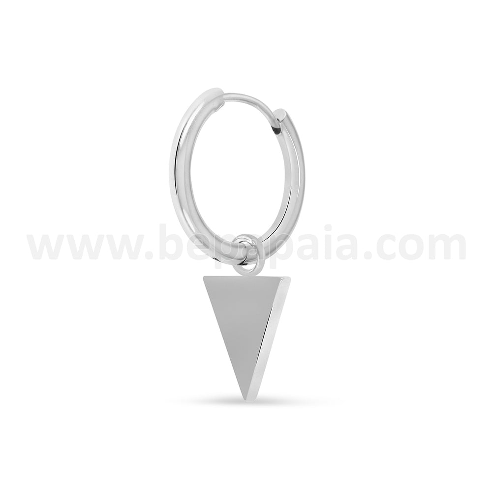 Steel hoop earrings with triangle