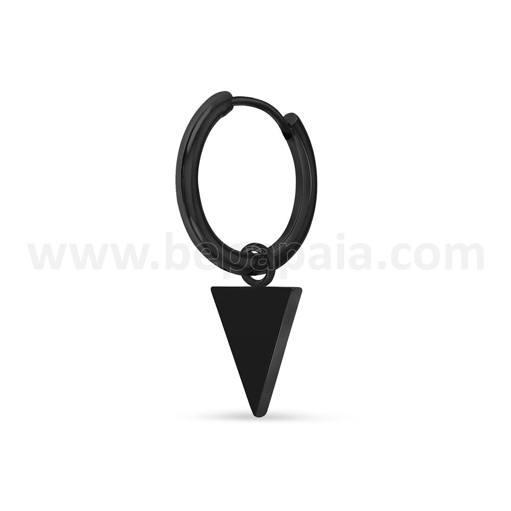 Steel hoop earrings with triangle