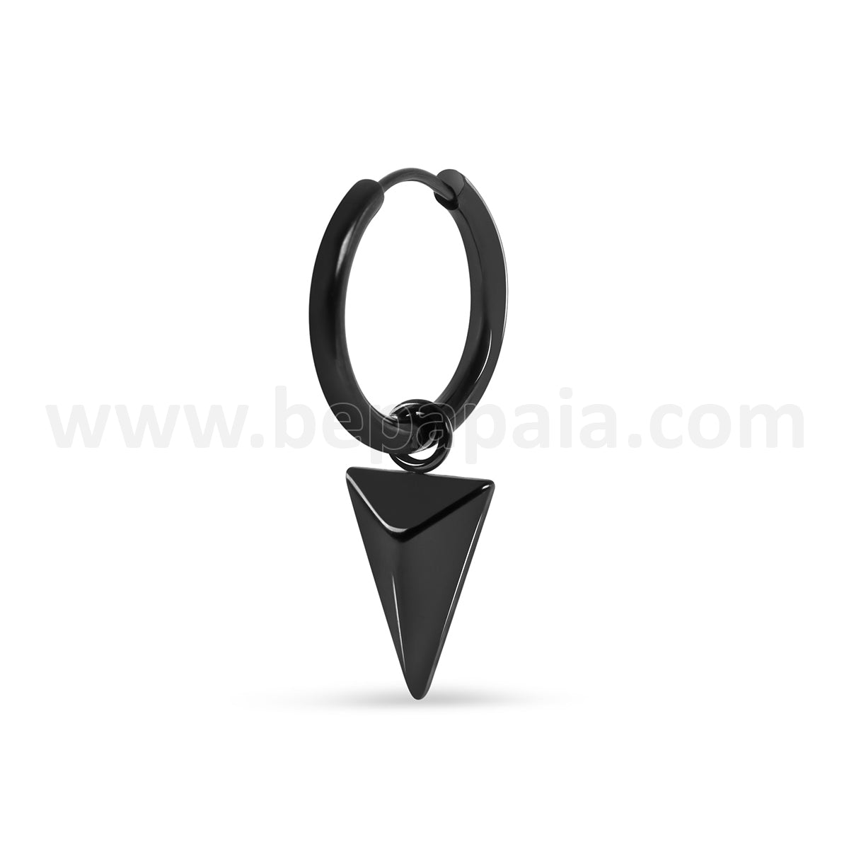 Steel hoop earrings with triangle