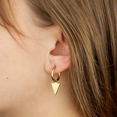 Steel hoop earrings with triangle