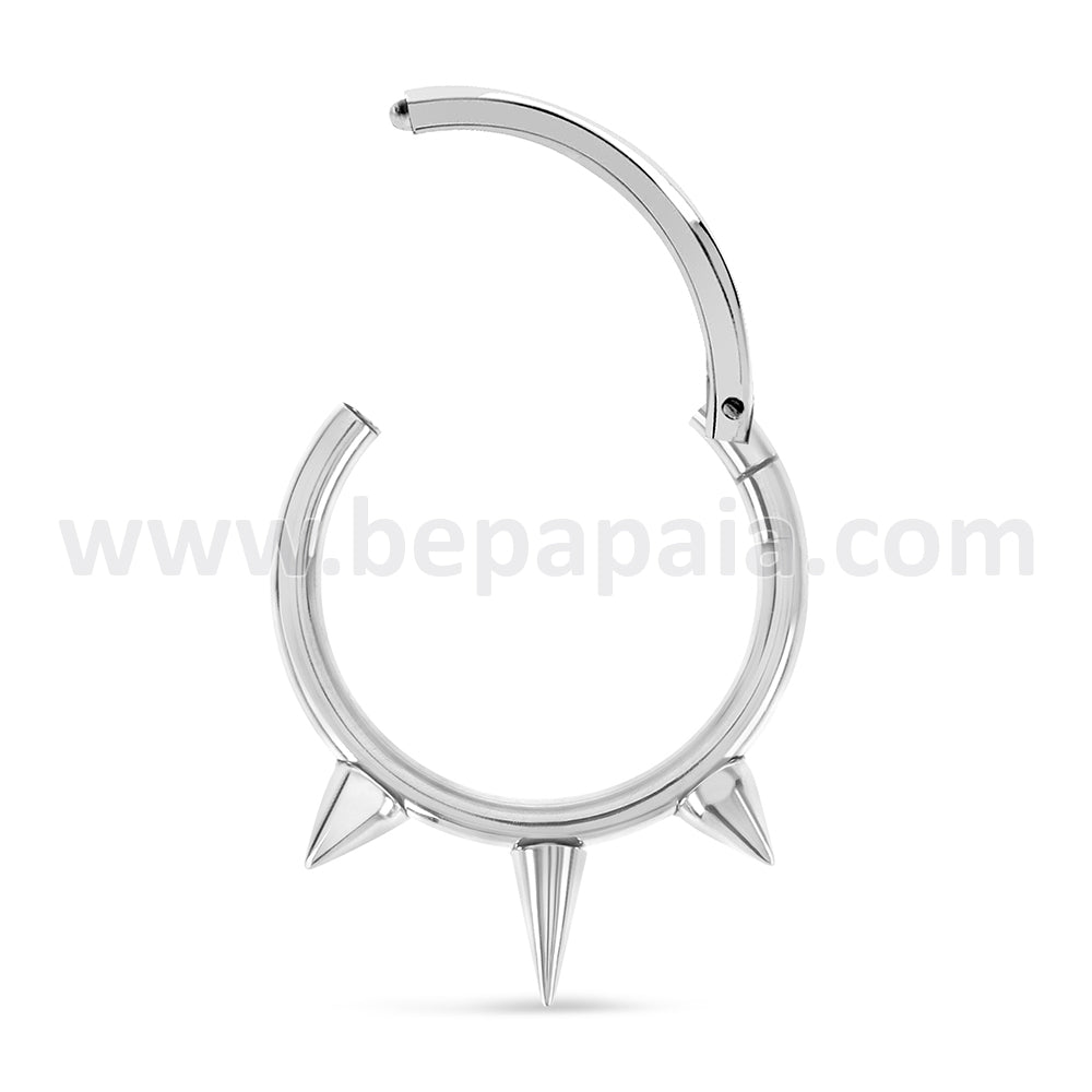 Surgical steel hinged segment ring with triple cone