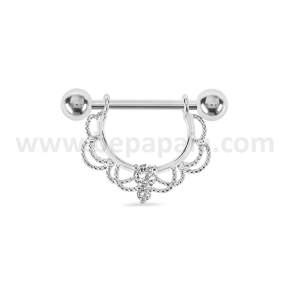 Surgical steel nipple piercing with gems