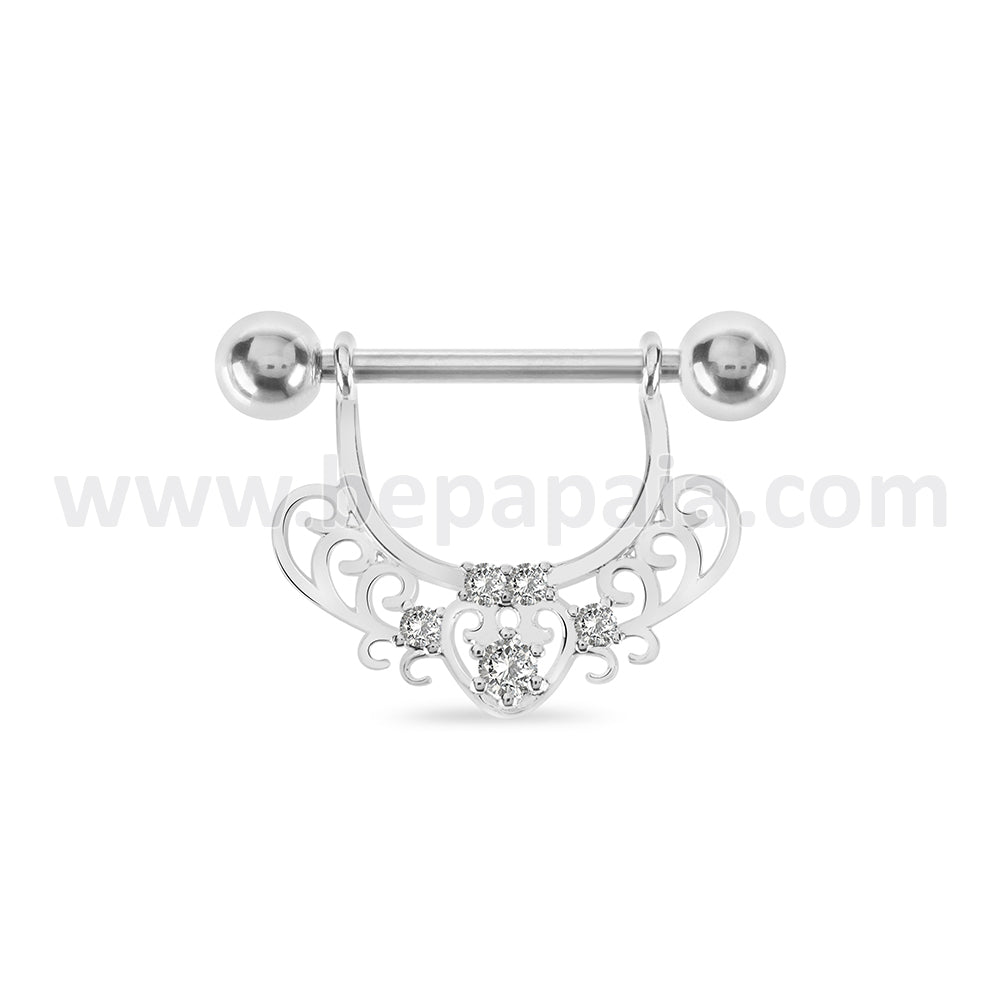 Surgical steel nipple piercing with gems
