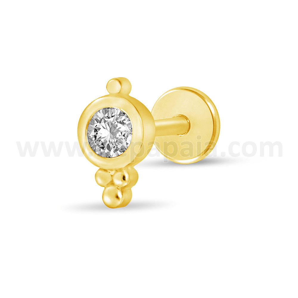 Ear piercing Golden Ethnic with brilliant