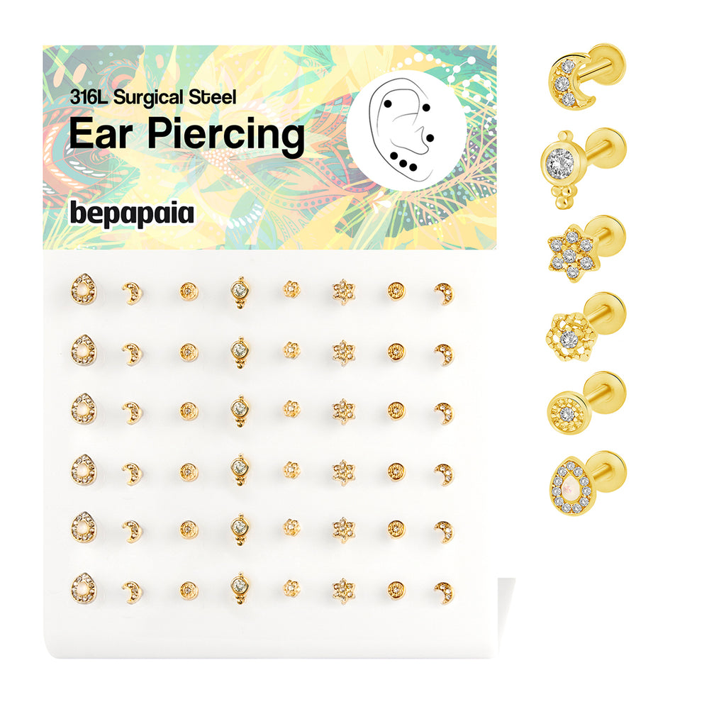 Ear piercing Golden Ethnic with brilliant