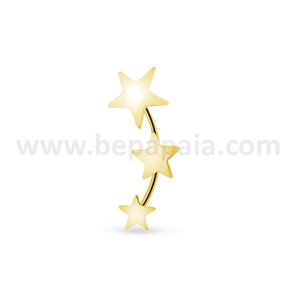 Orecchini earpin in argento con bagno d'oro 3 cuori, triangoli e stelle