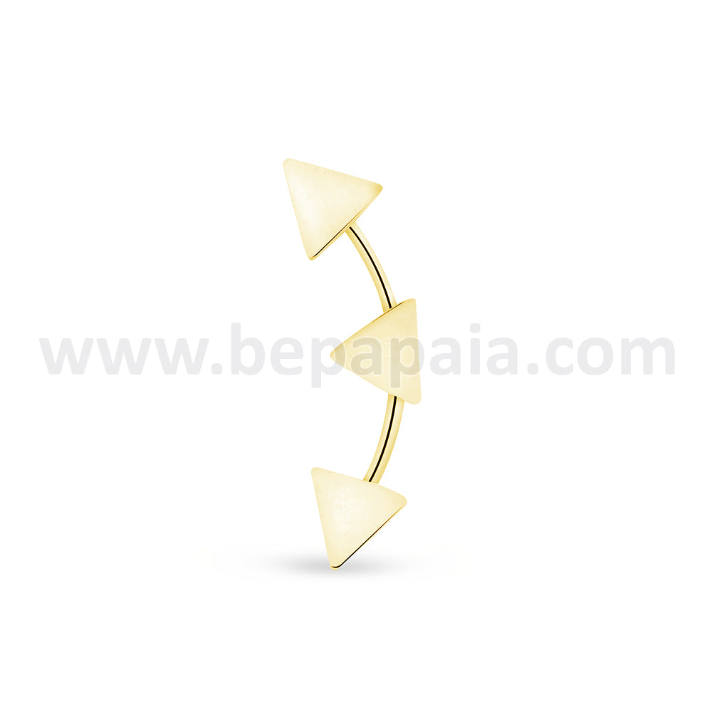 18K gold plated silver ear pin 3 hearts, stars, triangles