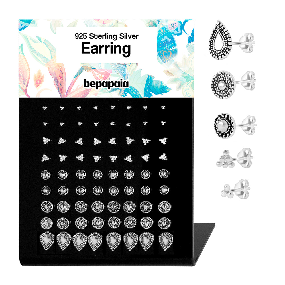 Silver stud earrings boho designs