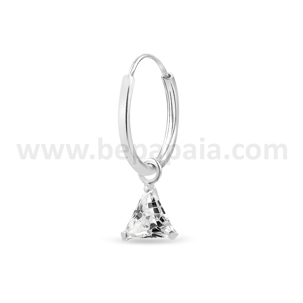 Silver hoop with hanging cz mix shapes