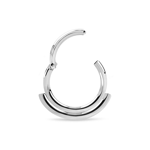 Piercing a cerchio con chiusura a cerniera in acciaio chirurgico decorato con linea singola