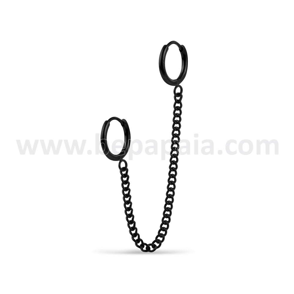Steel double hoop earrings with chain