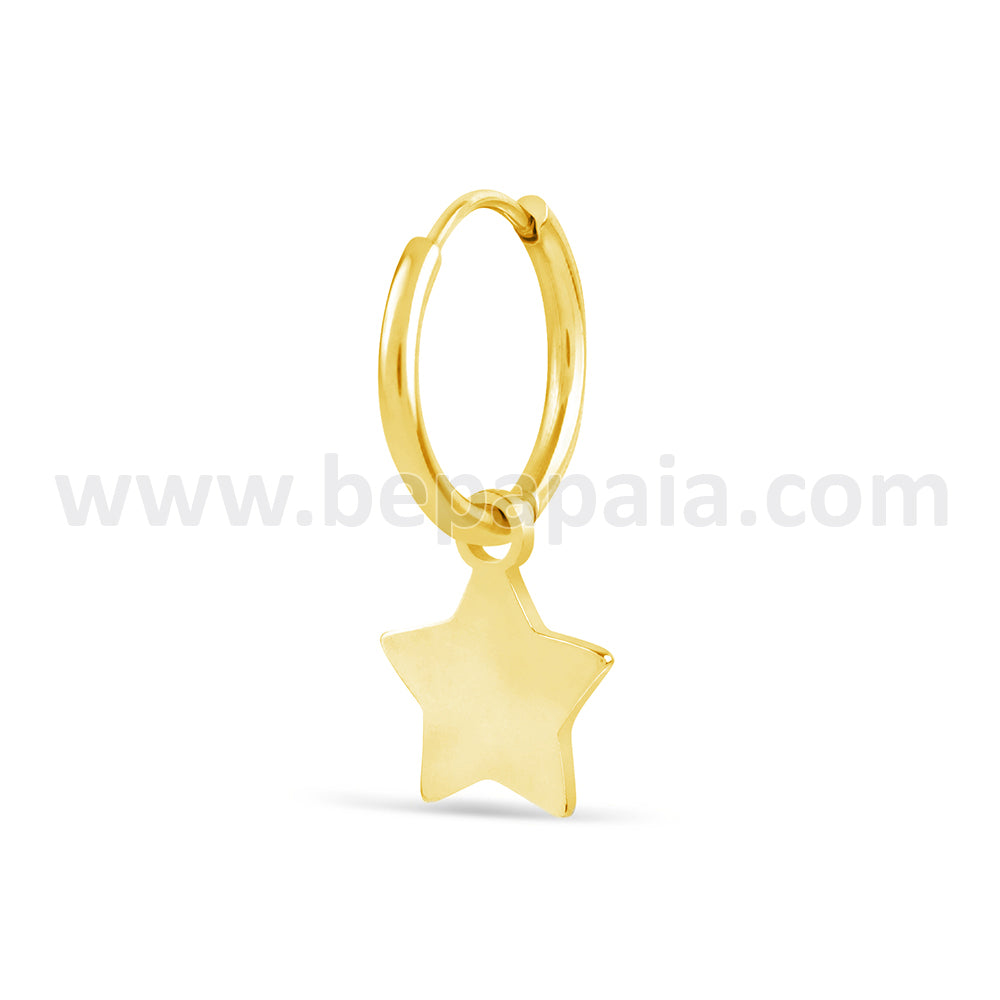 Gold steel hoop with star, moon, triangle, bar