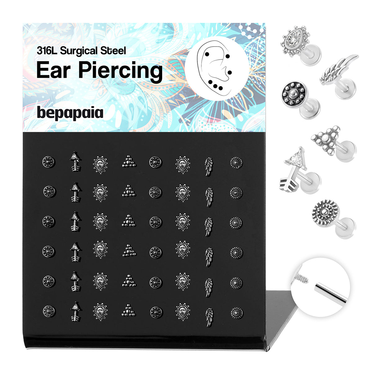 Surgical steel tragus ethnic piercing