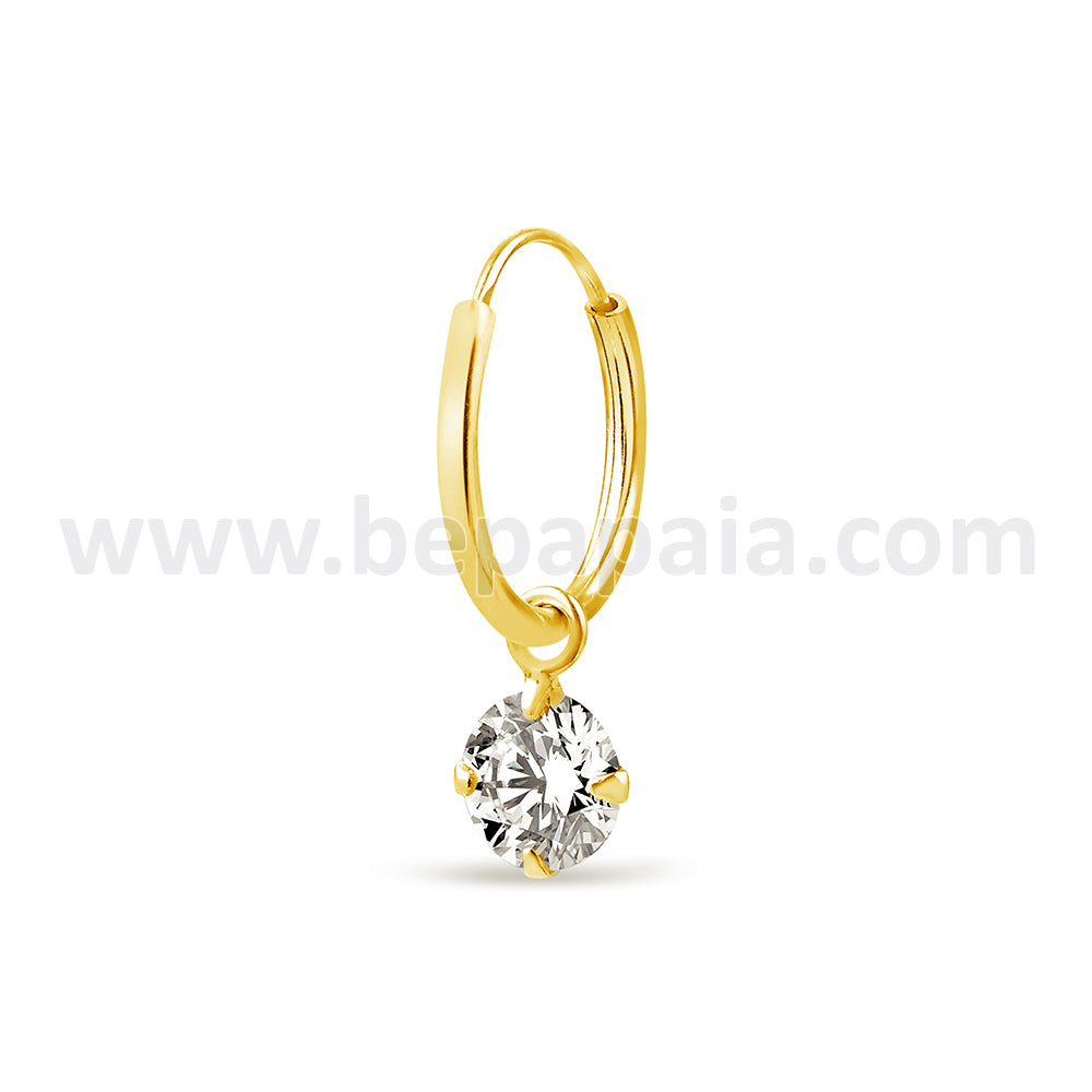 Gold plated silver hoop with hanging cz mix shapes