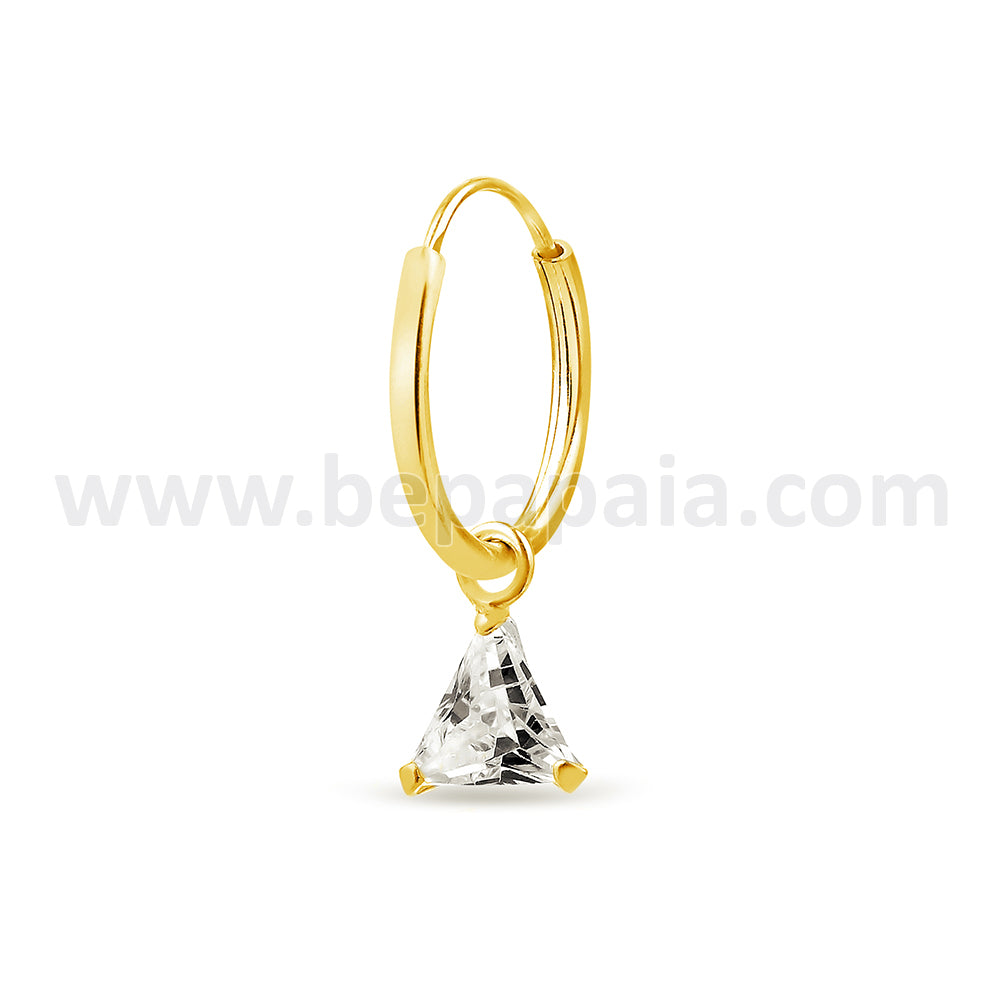 Gold plated silver hoop with hanging cz mix shapes