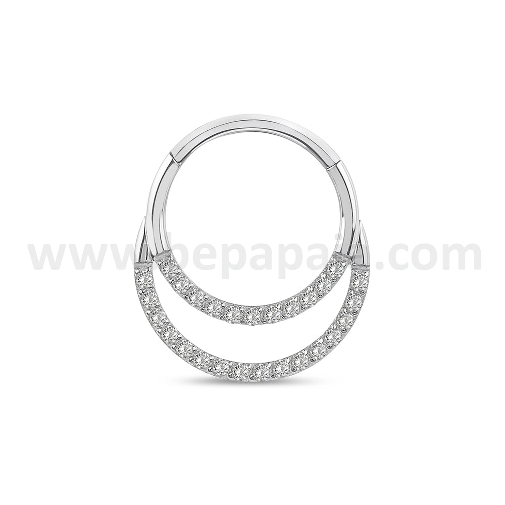 316L surgical steel double hinged segment ring gems
